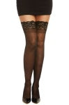 Black Lace Thigh High Stockings